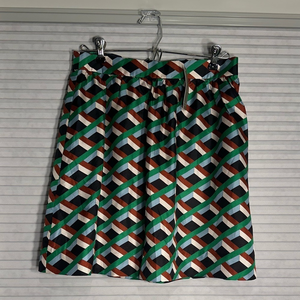 NWT J.Crew 100% silk geometric skirt